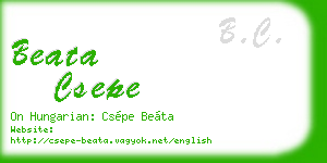 beata csepe business card